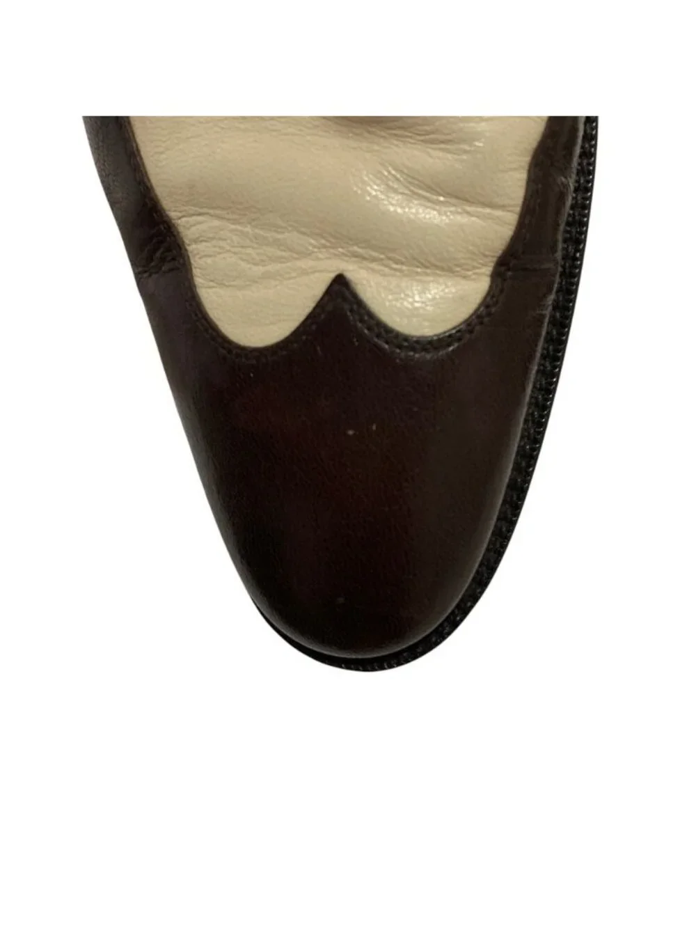 Gucci Bicolor Wingtip Leather Shoes 39.5 Brown White